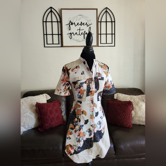 3.1 Philip Lim Target Multi Media Floral Boho Print Full Zip Dress Size XS Retro - Picture 11 of 11